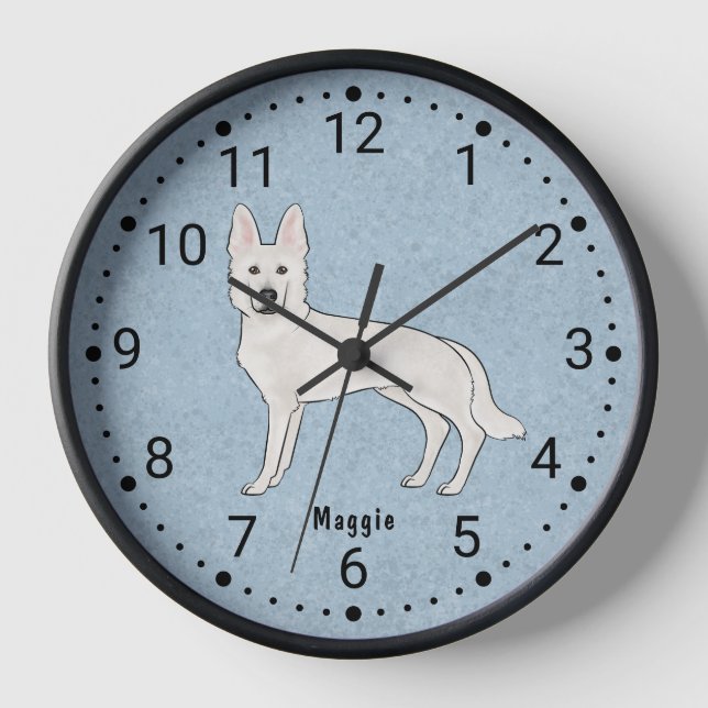 Horloge Berger blanc blanc blanc GSD Cartoon Chien bleu (Recto)