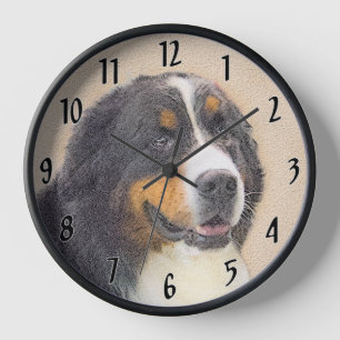 Horloge Bernese Mountain Dog 2 Peinture - Art original Chi