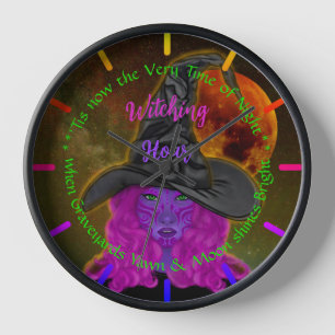 Horloge Bewitching Midnight Magic Purple Witch