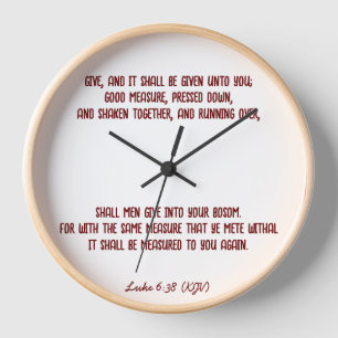 Horloge Bible Verse Donnant Luc 6:38 (KJV) Saint-Valentin