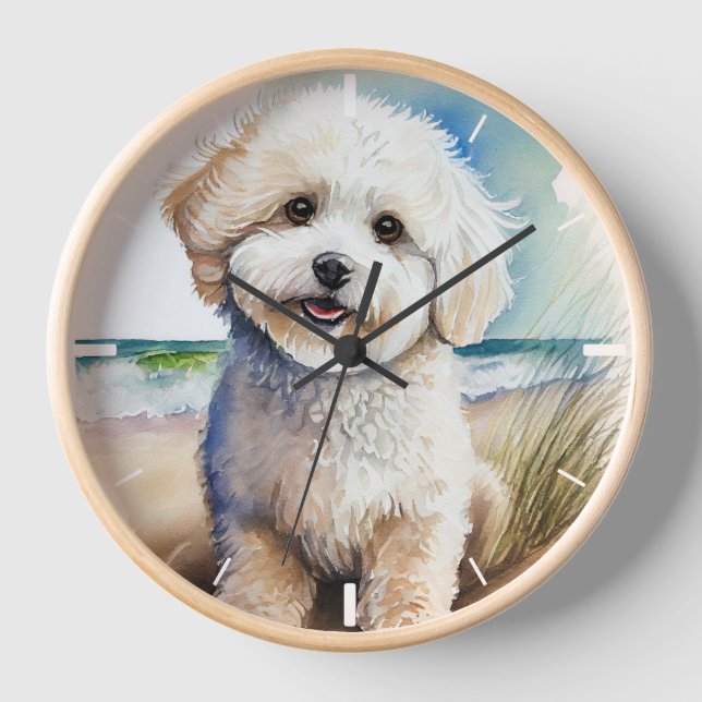 Horloge Bichon Frise Dog Art Peinture (Recto)
