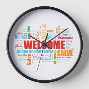 Horloge Bienvenue dans différentes langues