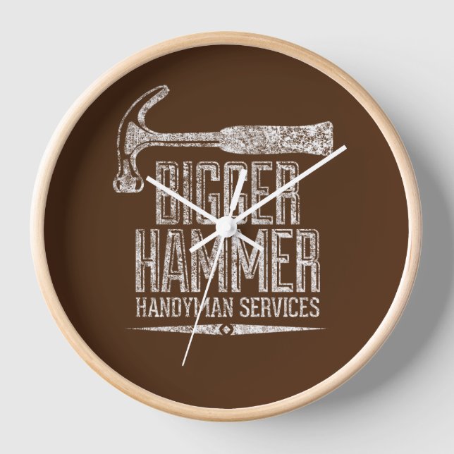 Horloge Biger Hammer Handyman Services White Gfx Brown BG (Recto)