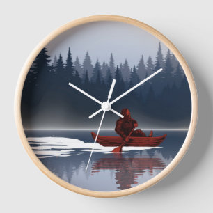 Horloge Bigfoot Lake Canoe Forêt sauvage de pins
