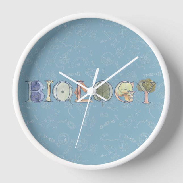 Horloge Biologie diagramme et typographie bleu (Recto)