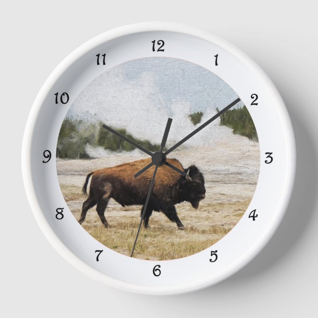 Horloge Bison et Old Faithful Wall Clock (Recto)