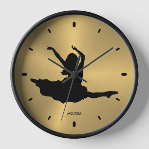 Horloge Black Dancer Silhouette Metallic Arrière - plan or