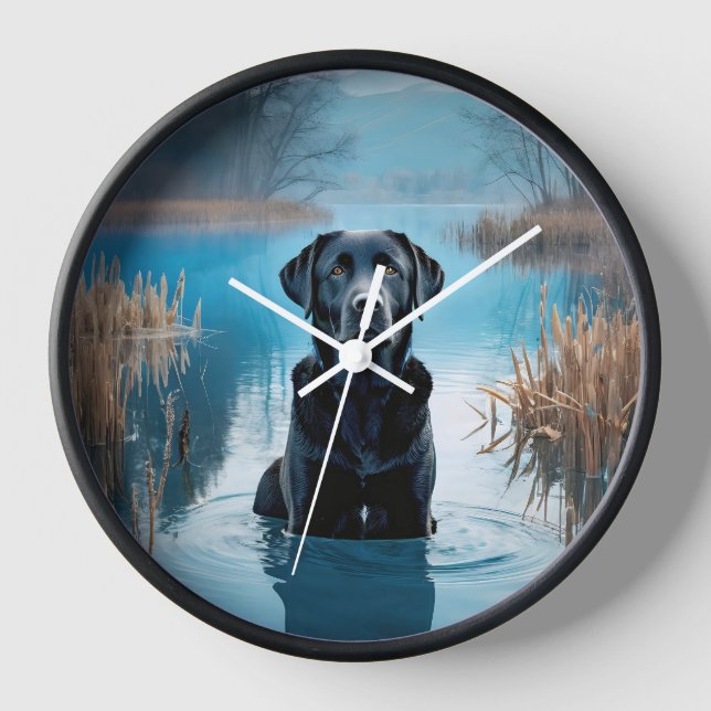 Horloge Black Labrador Retriever Dans Lake Water (Recto)