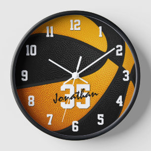 Horloge black orange garçons filles basket-ball personnali