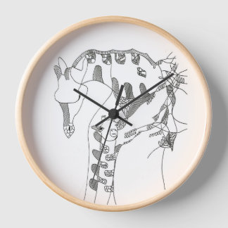 Horloge Black & white abstract stick tapestries wood wall