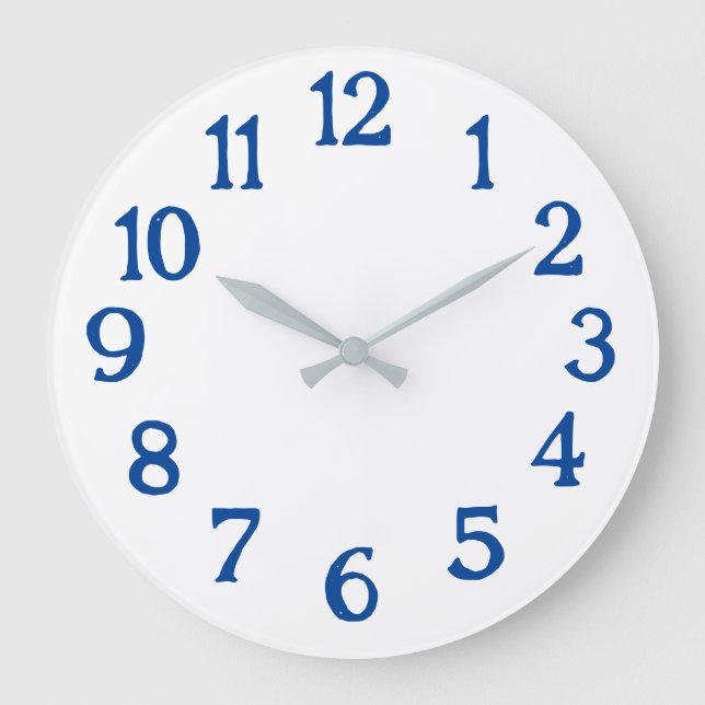 Horloge blanche avec chiffres bleus Horloge de bas (Recto)