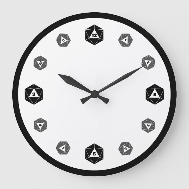 Horloge blanche en niveaux de gris D20 (Recto)