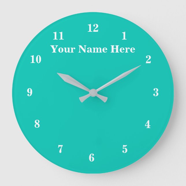Horloge blanche turquoise avec texte et couleurs p (Recto)