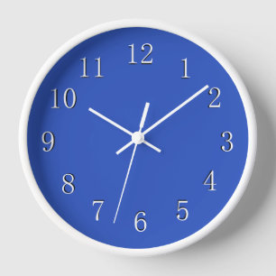 Horloge Bleu de Cérulean avec cadre blanc et mains