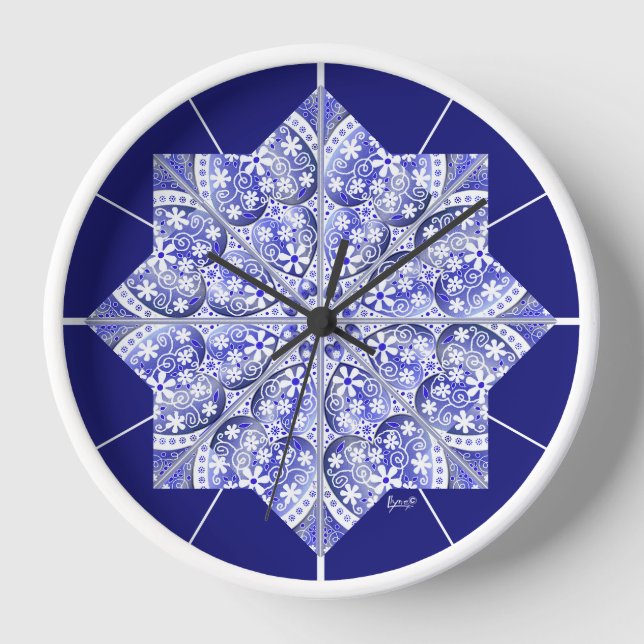 Horloge Bleu de dentelle en céramique de Grèce (Recto)