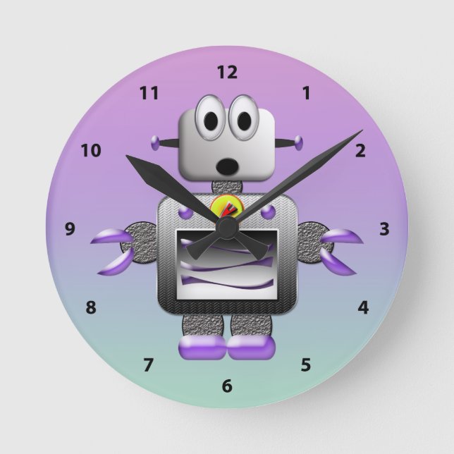 Horloge bleu et violet du robot mignon (Recto)