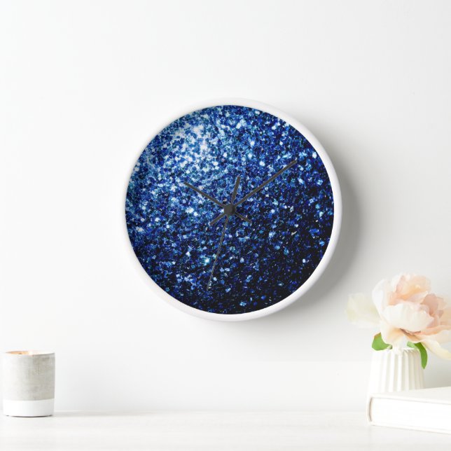 Horloge Bleu foncé brillant faux parties scintillant scint (Maison)