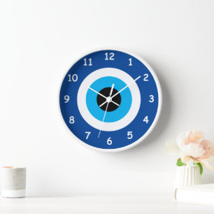 Horloge Bleu Mati Evil Symbole oeil rond