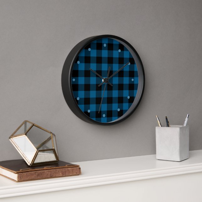 Horloge Bleu noir bison bûcheron à bille à bille chèque Mo (Bureau)