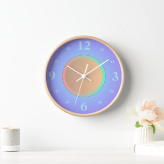 Horloge Bleu pastel doux avec cuisine centrale multicolore