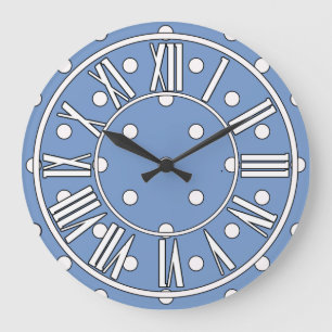Horloge bleue avec les points blancs