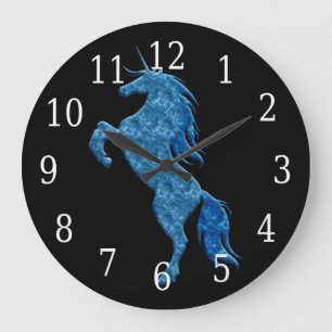 Horloge bleue de licorne du feu