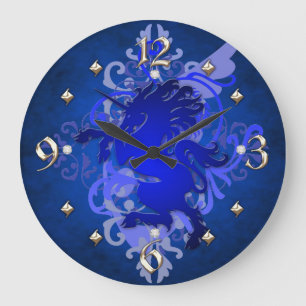 Horloge bleue d'imaginaire de licorne