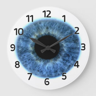 Horloge bleue du mur d'oeil