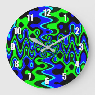 Horloge bleue et verte du mur psychédélique
