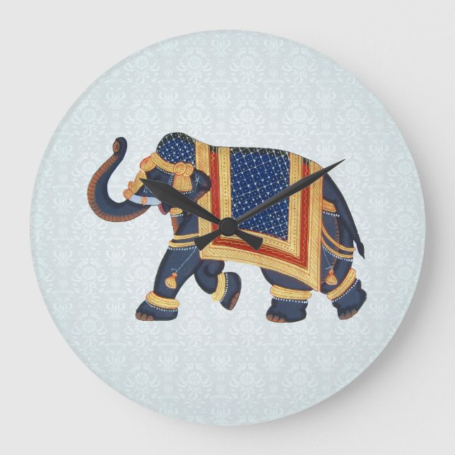 Horloge bleue perle or Eléphant (Recto)