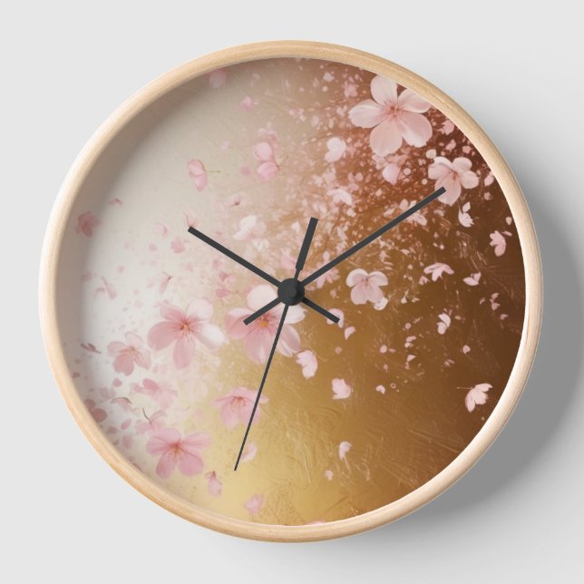 Horloge Blizzard en fleur de cerisier sur or (Recto)