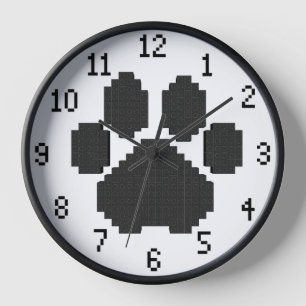 Horloge Blocs de construction d'empreintes de chien noir