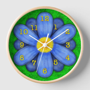 Horloge Blue Daisy Flower on Green Beautiful