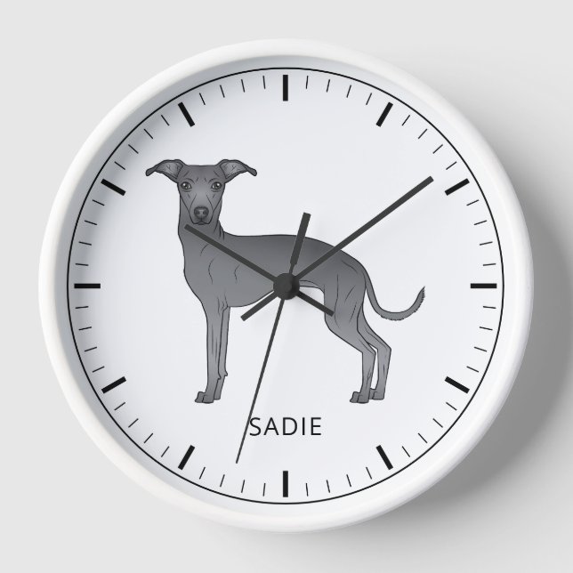 Horloge Blue Italian Greyhound mignon chien avec texte per (Recto)