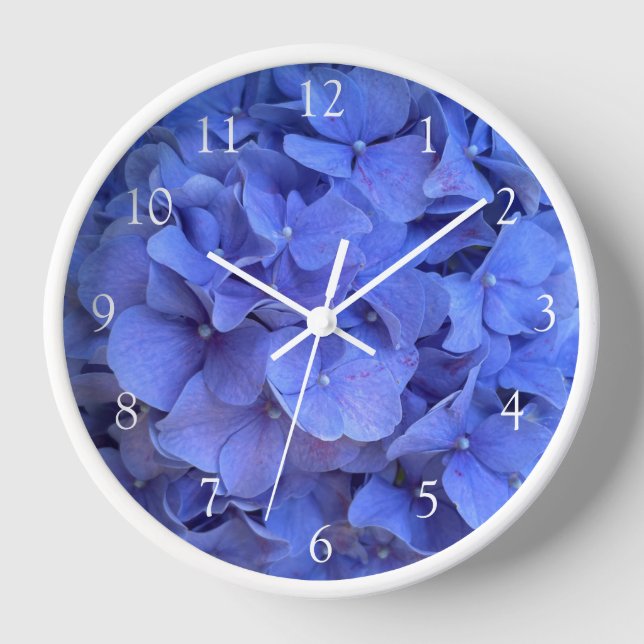Horloge Blue periwinkel élégantes hydrangées florales (Recto)