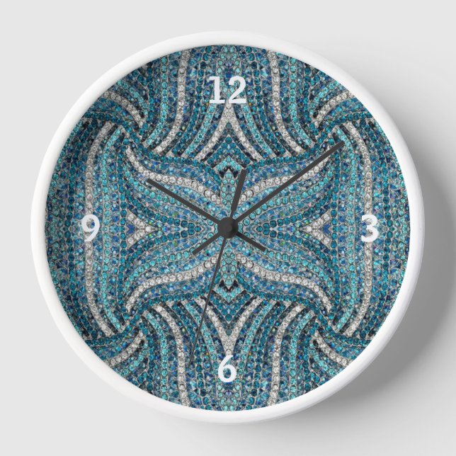 Horloge bohème chic gris argenté bleu turquoise (Recto)