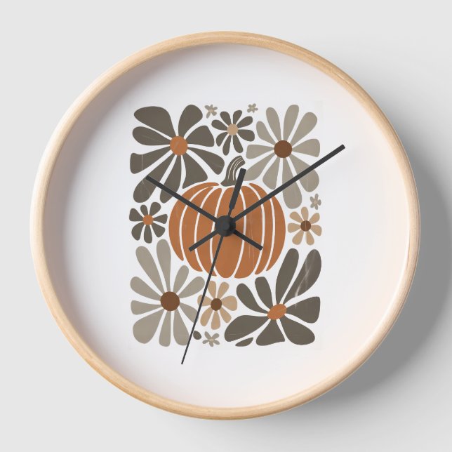 Horloge Boho Floral Automne saison Citrouille (Recto)