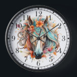 Horloge Boho Tribal Aquarelle Cheval Élégant Chic<br><div class="desc">Boho Tribal Watercolor Horse Stylish Chic Wall Horloges dispose d'un cheval bohème aquarelle fleuri. Créé par Evco Studio www.zazzle.com/store/evcostudio</div>