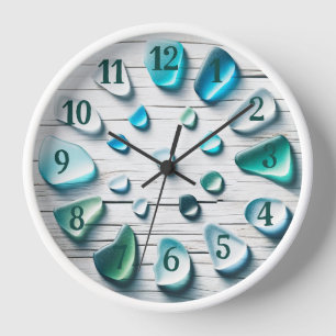 Horloge Bois d'eau et verre de mer