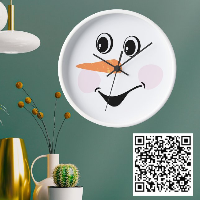 Horloge Bonhomme de neige souriant mignon moderne personna (Créateur téléchargé)