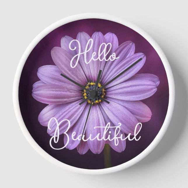Horloge Bonjour Belle Fleur violette (Recto)