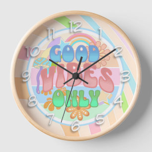 Horloge Bonnes Vibes Rétro Uniquement Couleurs Vintage