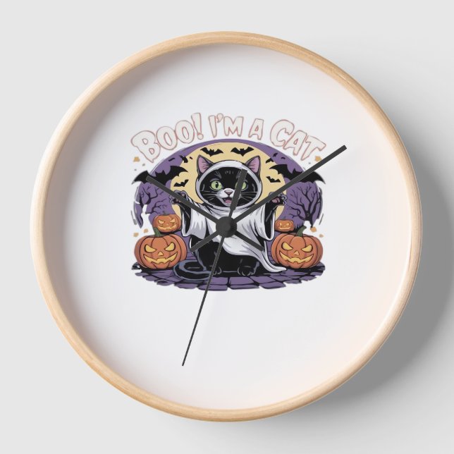 Horloge Boo Je suis un T-Shirt surdimensionné Chat (Recto)