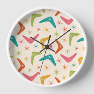 Horloge Boomerang de style milieu de siècle avec explosion