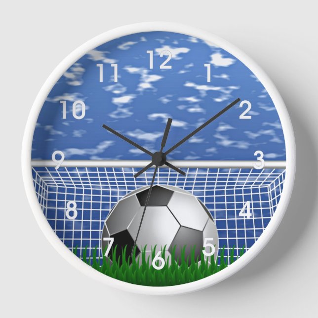 Horloge Boule de football dans le net, design populaire, (Recto)