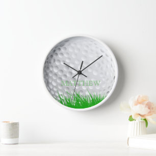 Horloge Boule de golf personnalisée en herbe