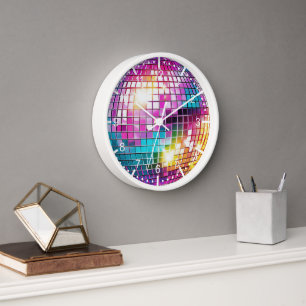Horloge Boule Disco Rose