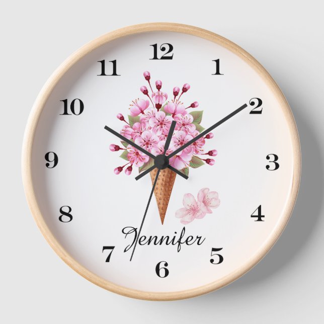 Horloge Bouquet de fleurs roses mèche (Recto)
