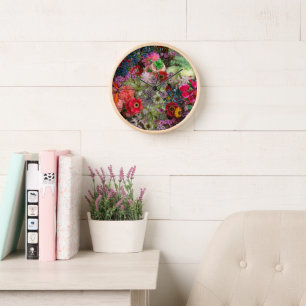 Horloge Bouquet floral automnal riche avec Gerberas et Bai