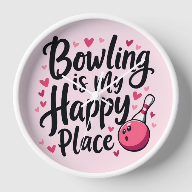 Horloge Bowling Lover Cute Retro esthétique Sports Design (Recto)